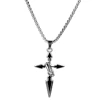 Black cross-shaped titanium steel necklace, men's fashionable sweater chain, niche high-end accessory, women's best-selling accessory in Yiwu Item Picture